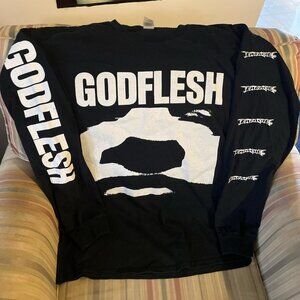 Vintage Concert Show GODFLESH Black Longsleeve Shirt, Earache Records, Size L